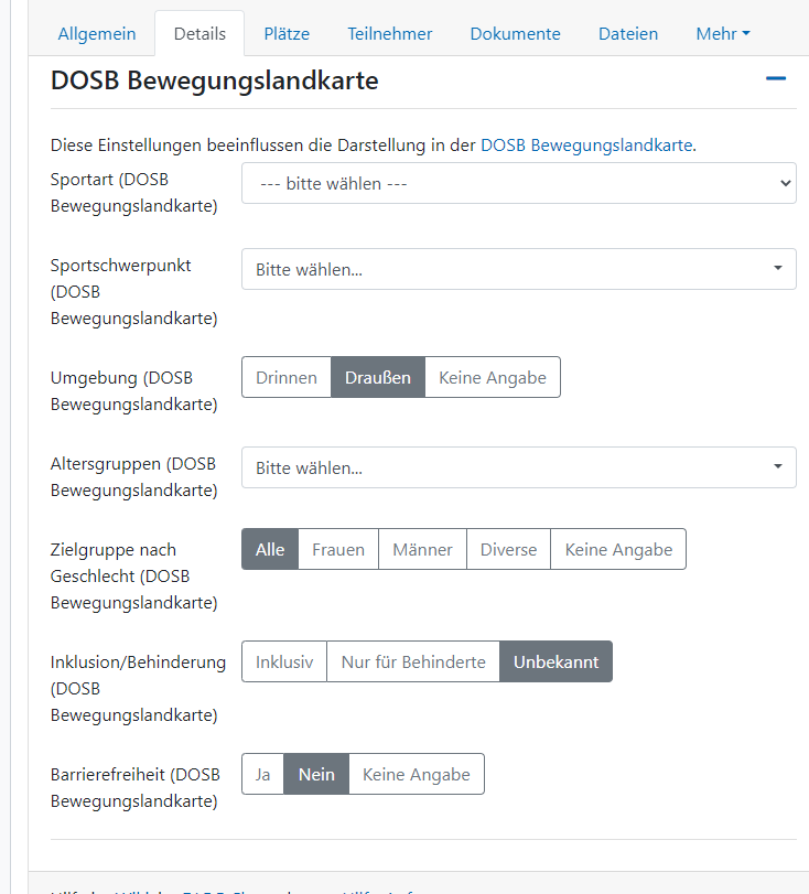 Seminare - DOSB Bewegungslandkarte (BeLa) - Anleitungen - DLRG Wiki